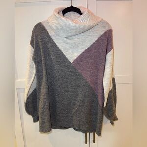 Reitmans Gray and Purple Cowl Neck Sweater